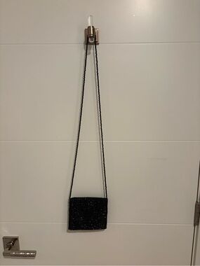 Ann Taylor Black Quilted Small Crossbody with Chain Strap